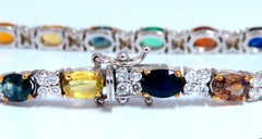 10ct Natural Sapphire Emerald Green Garnet Diamond Tennis Bracelet 14kt *v