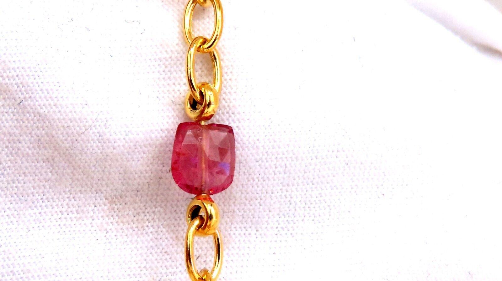 Watermelon color Tourmaline Necklace



10ct. Natural Tourmaline Necklace.

Cabochon cut Brilliant

7 x 6mm 

Clean Clarity & Transparent

Prime Bright Purple Pink color.



14kt yellow gold 

12.3 grams.

Dangle Area: 2.5 inch Length.

Total