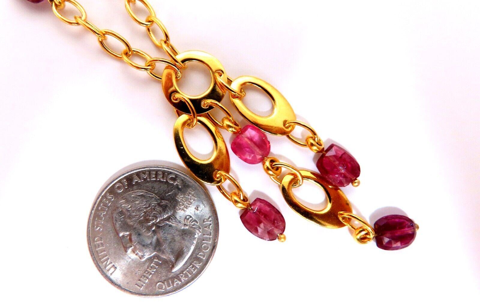 10ct Natural Tourmaline Dangle Necklace 14kt In New Condition For Sale In New York, NY