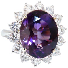 10ct Natural Vivid Purple Amethyst Diamonds Halo Cluster Cocktail Ring 14 Karat*