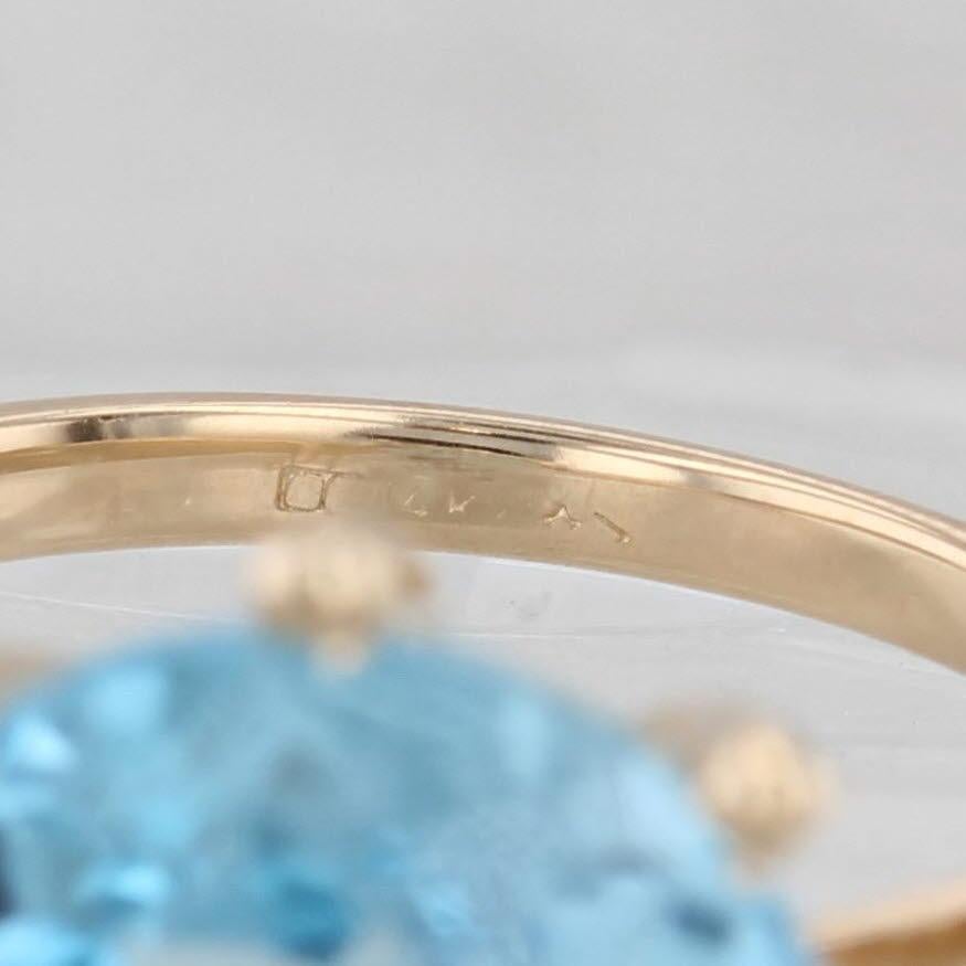 10ct Round Blue Topaz Solitaire Ring 14k Yellow Gold Size 6.75 For Sale 2