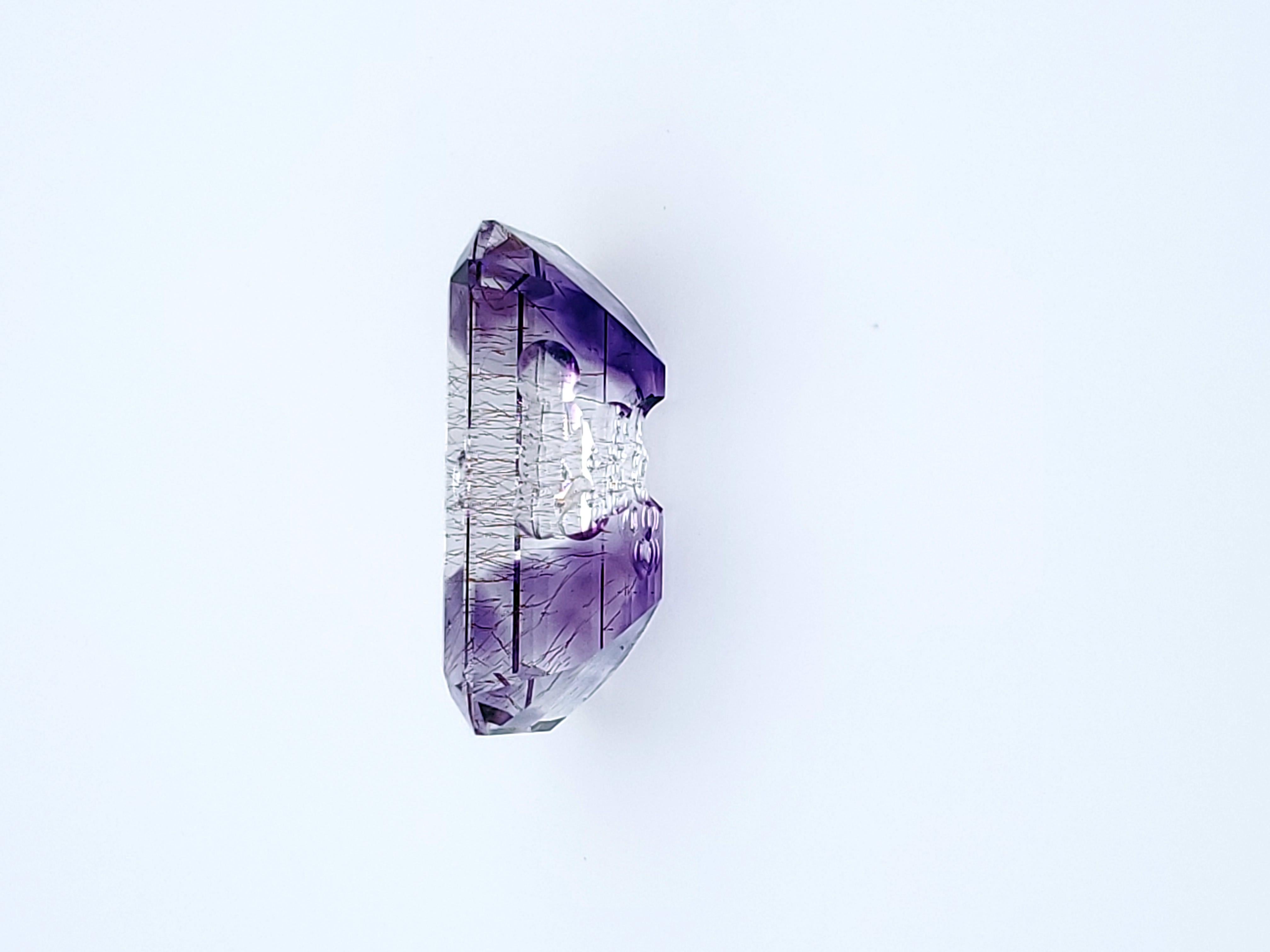 Emerald Cut 10+ct Unique Amethyst Cut by Award Winning Cutter (Work is in Museums!) For Sale