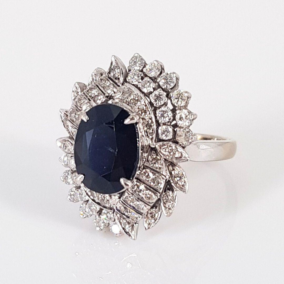 Women's or Men's 10ct White Gold Diamond AND Sapphire Cluster Ring For Sale