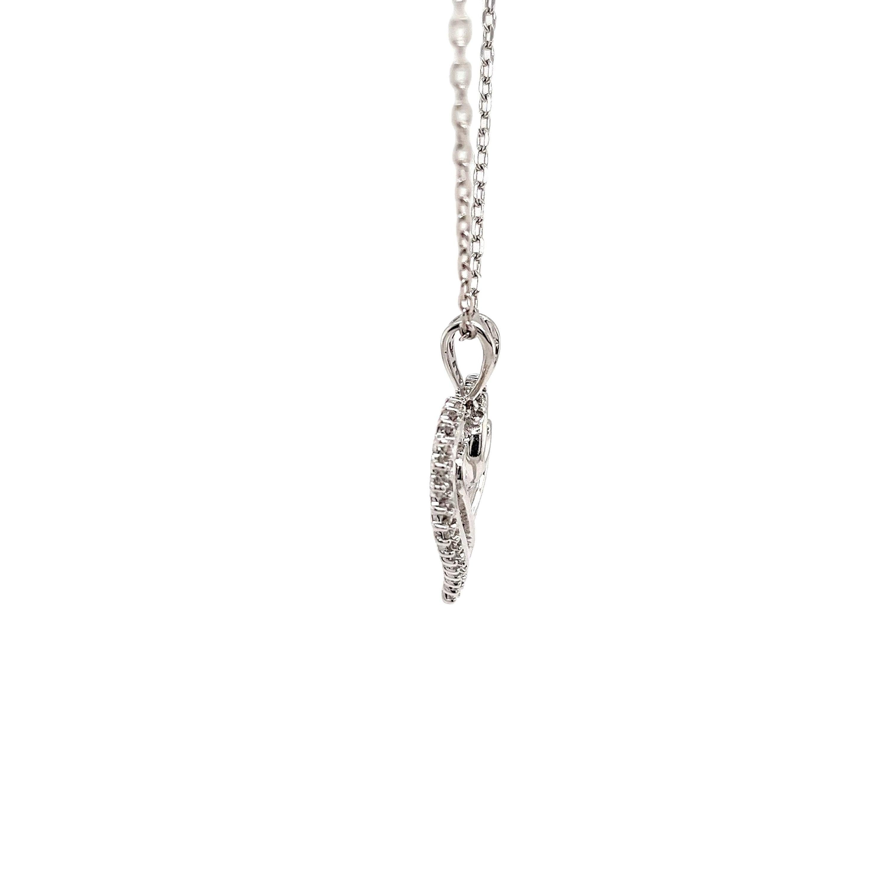 Taglio baguette Ciondolo a forma di cuore in oro bianco 10ct con diamanti da 0,50ct in vendita