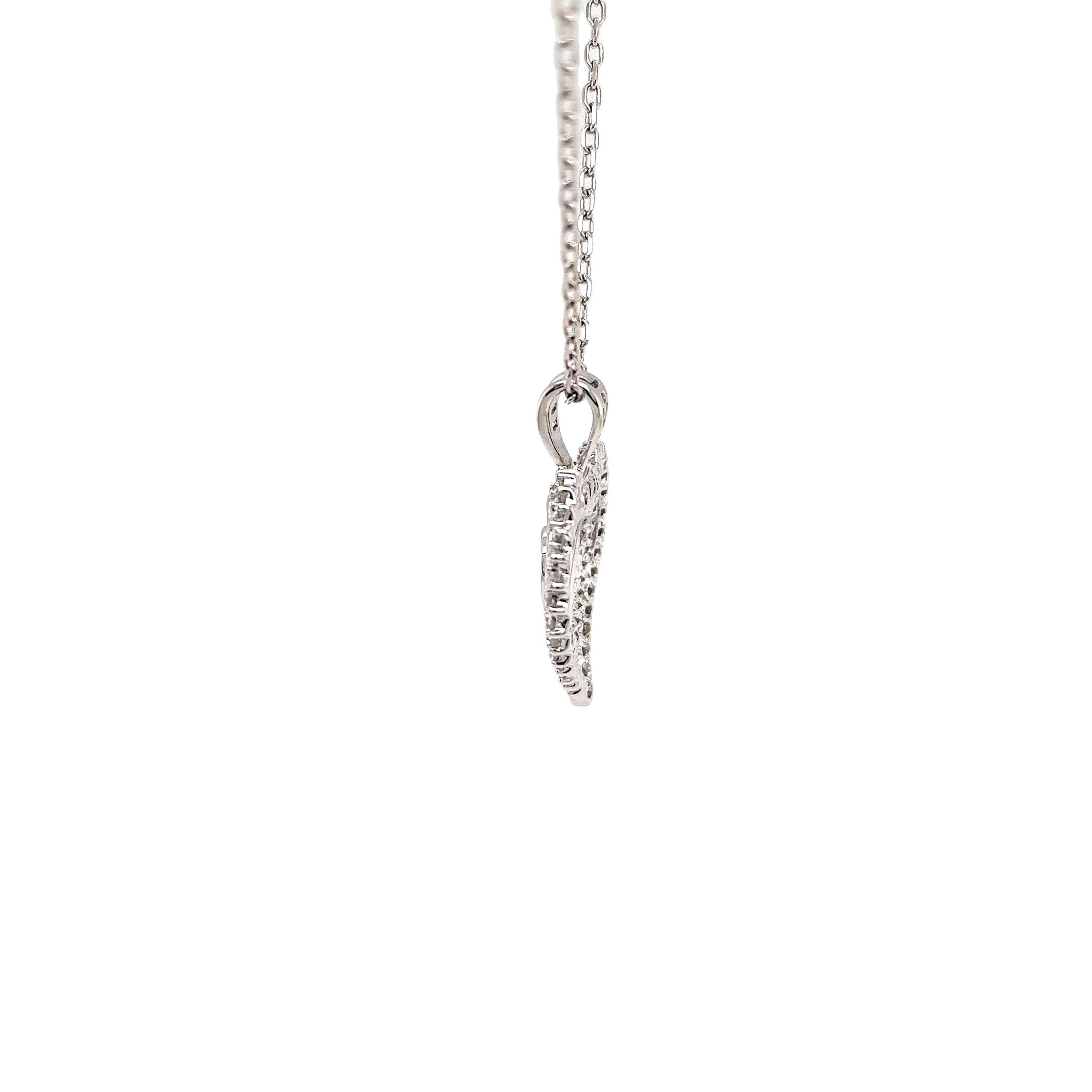 da uomo o donna Ciondolo a forma di cuore in oro bianco 10ct con diamanti da 0,50ct in vendita