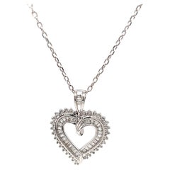 10ct White Gold Diamond Heart Shape Pendant Set With 0.50ct Diamonds