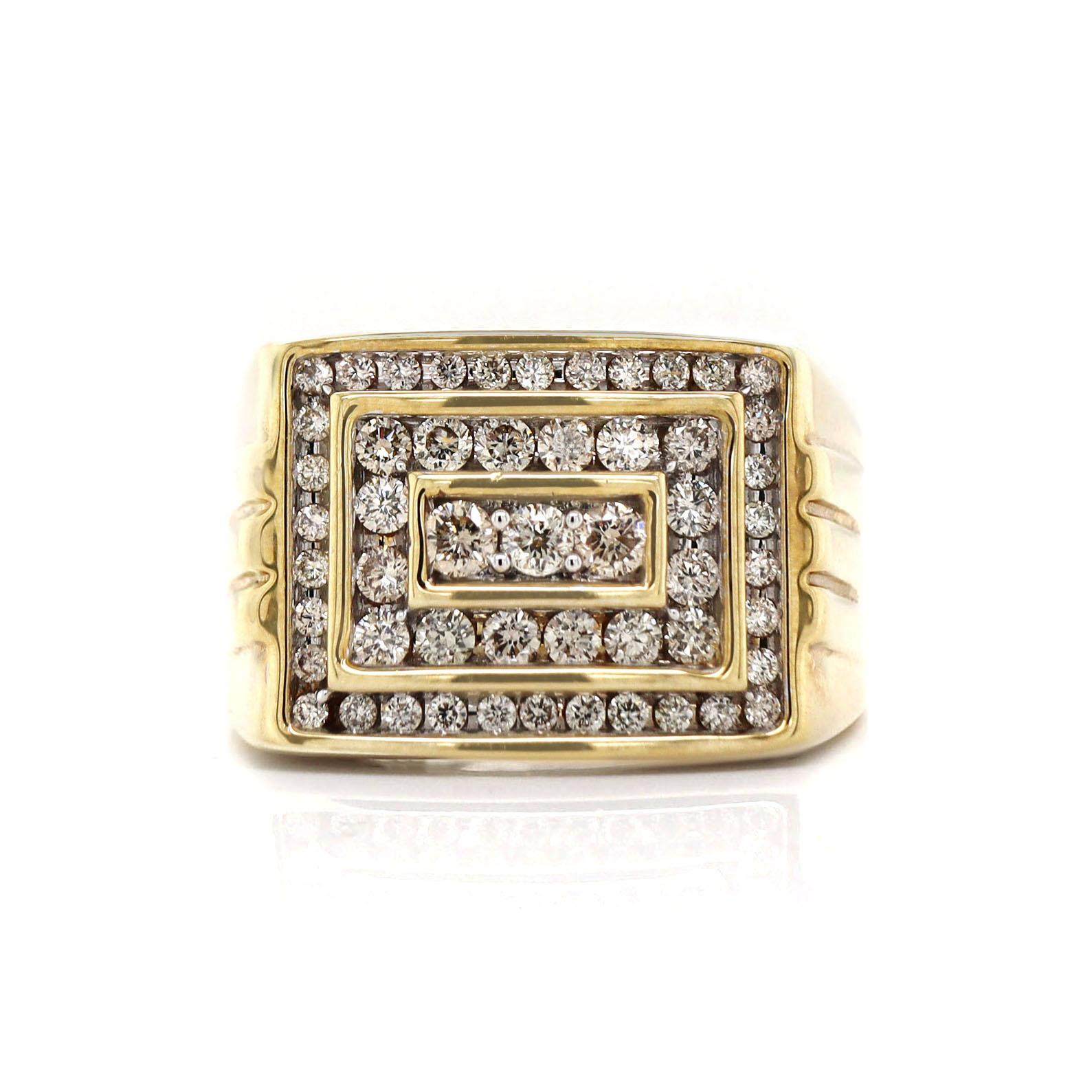Bague pour homme en or jaune 10CT avec diamant Pour hommes en vente