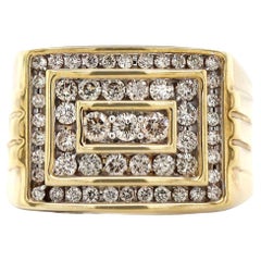 Anillo de diamantes para caballero en oro amarillo de 10 qt