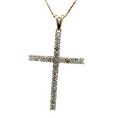 10ct Yellow Gold Diamond Set Cross Pendant with 0.70ct Round Diamonds