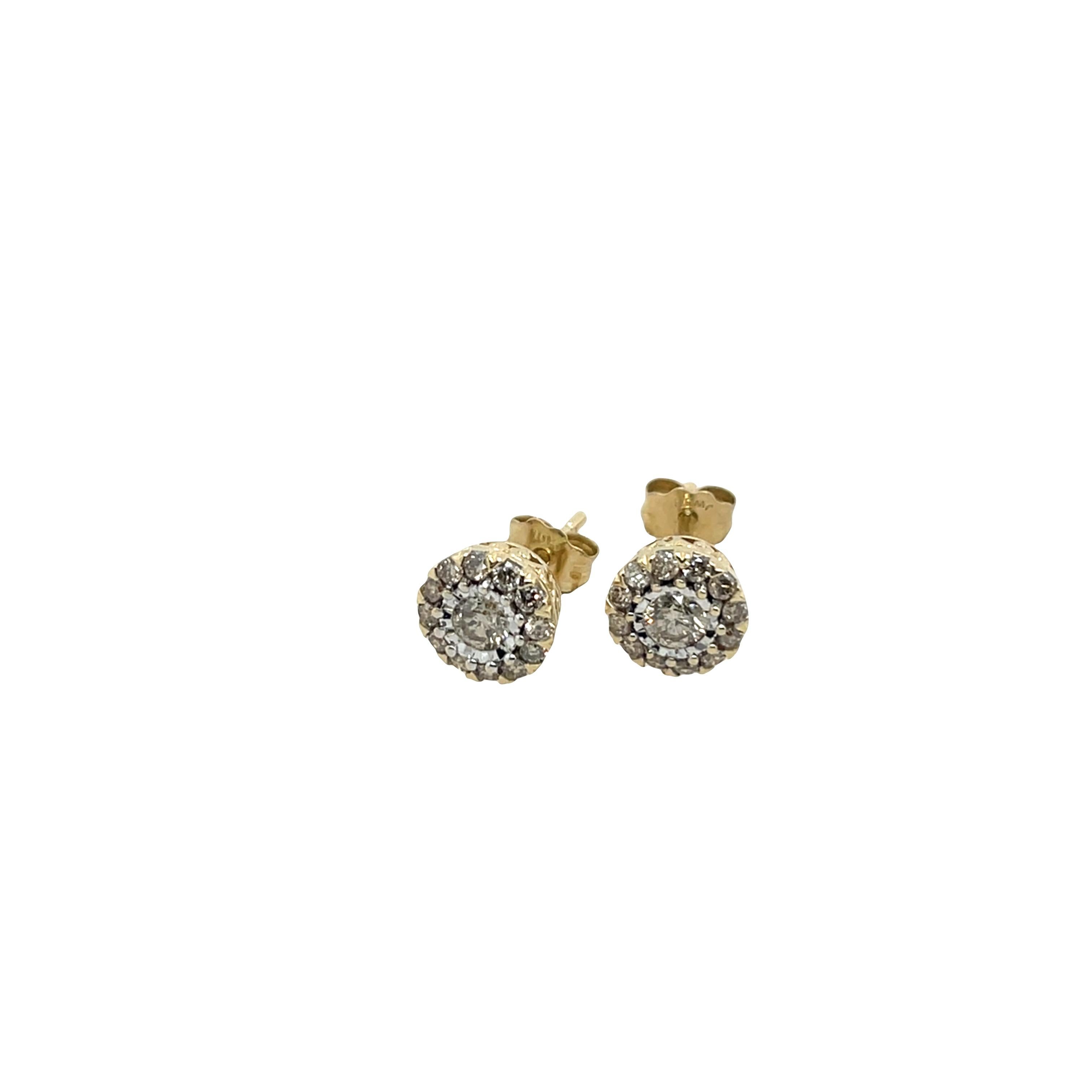Orecchini con diamanti in oro giallo 10ct, 0,29ct In condizioni ottime in vendita a London, GB