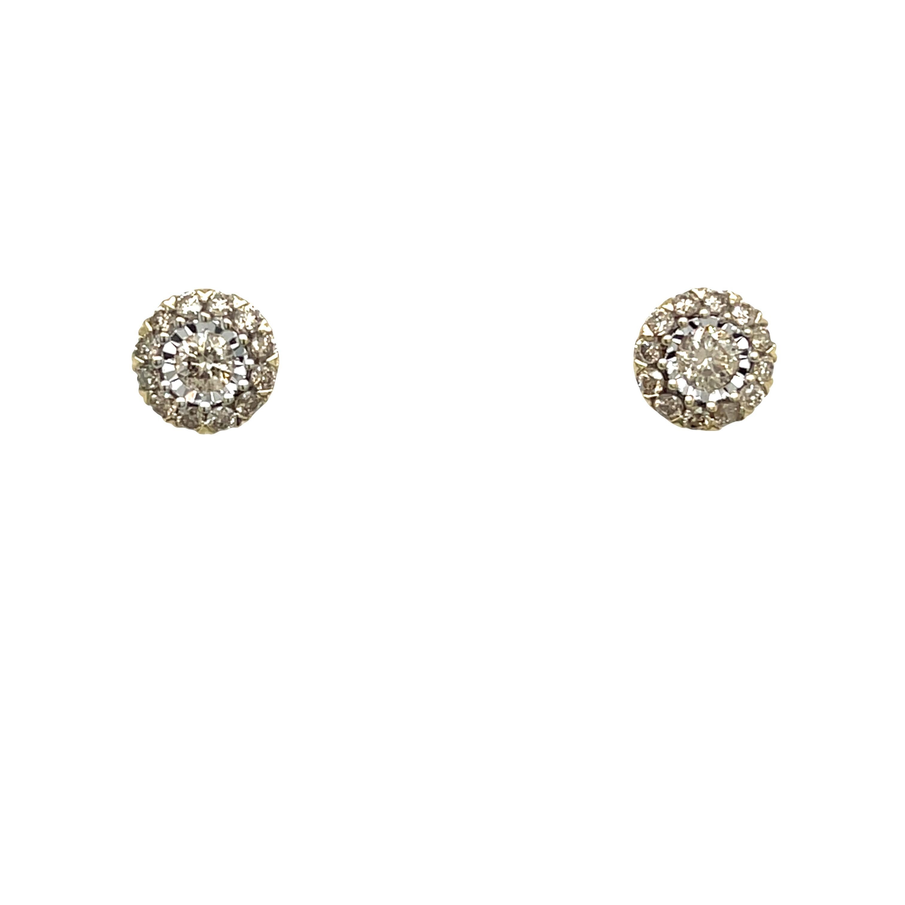 Orecchini con diamanti in oro giallo 10ct, 0,29ct in vendita