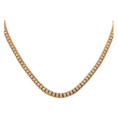 10ct Yellow Gold Round Brilliant Diamond Tennis Necklace