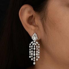 10 Ct  SI/H Diamond Waterfall Chandelier Dangle Earrings 14k Gold Fine Jewelry