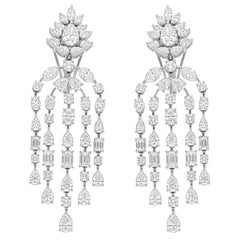 10cts SI/H Diamond Waterfall Chandelier Dangle Earrings 14k Gold Fine Jewelry