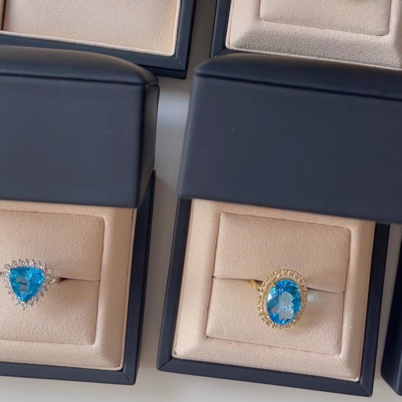 Bague suisse topaze et diamant - or jaune massif 18 carats en vente 4