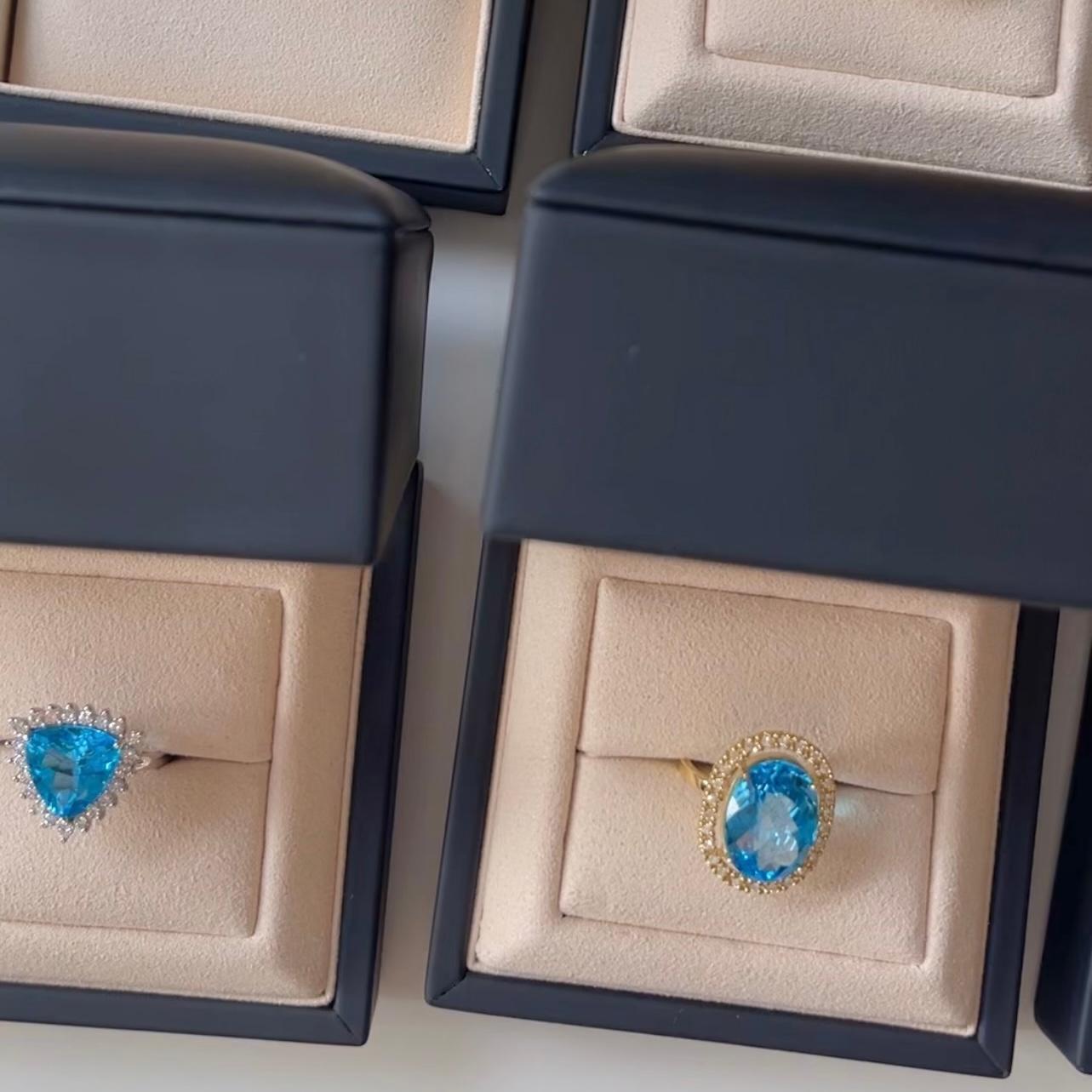 Bague suisse topaze et diamant - or jaune massif 18 carats en vente 3