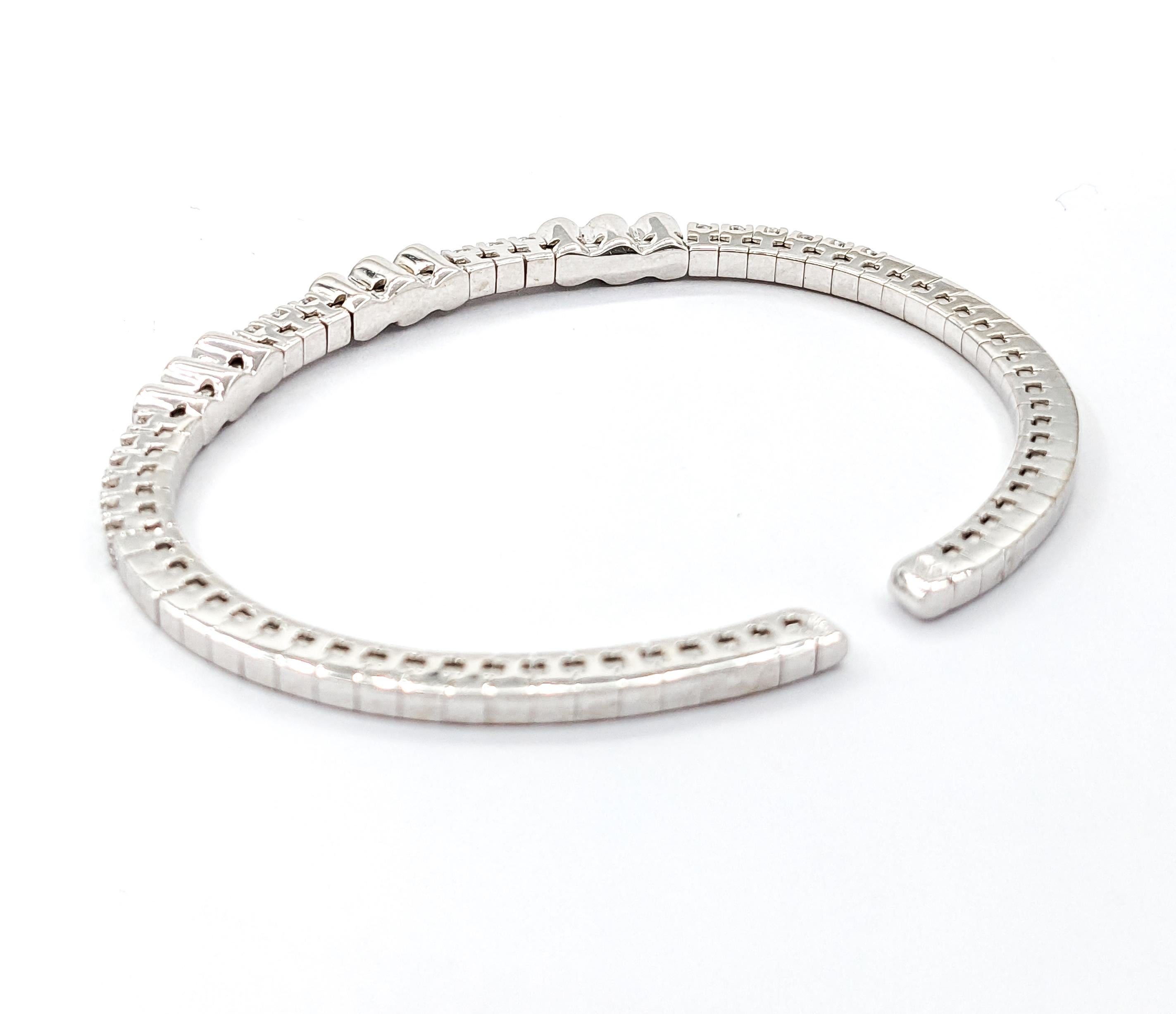 Contemporary 1.0ctw Diamond Flexible Bangle Bracelet In White Gold