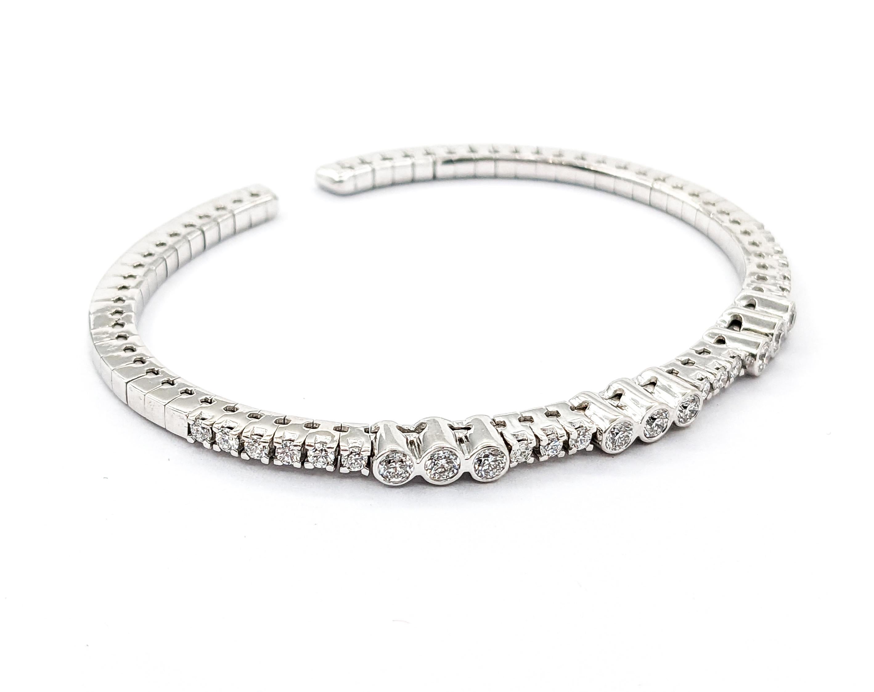 1.0ctw Diamond Flexible Bangle Bracelet In White Gold 3