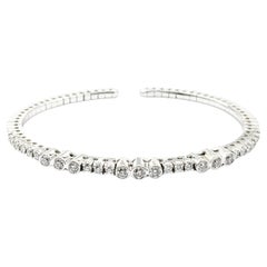 1.0ctw Diamond Flexible Bangle Bracelet In White Gold