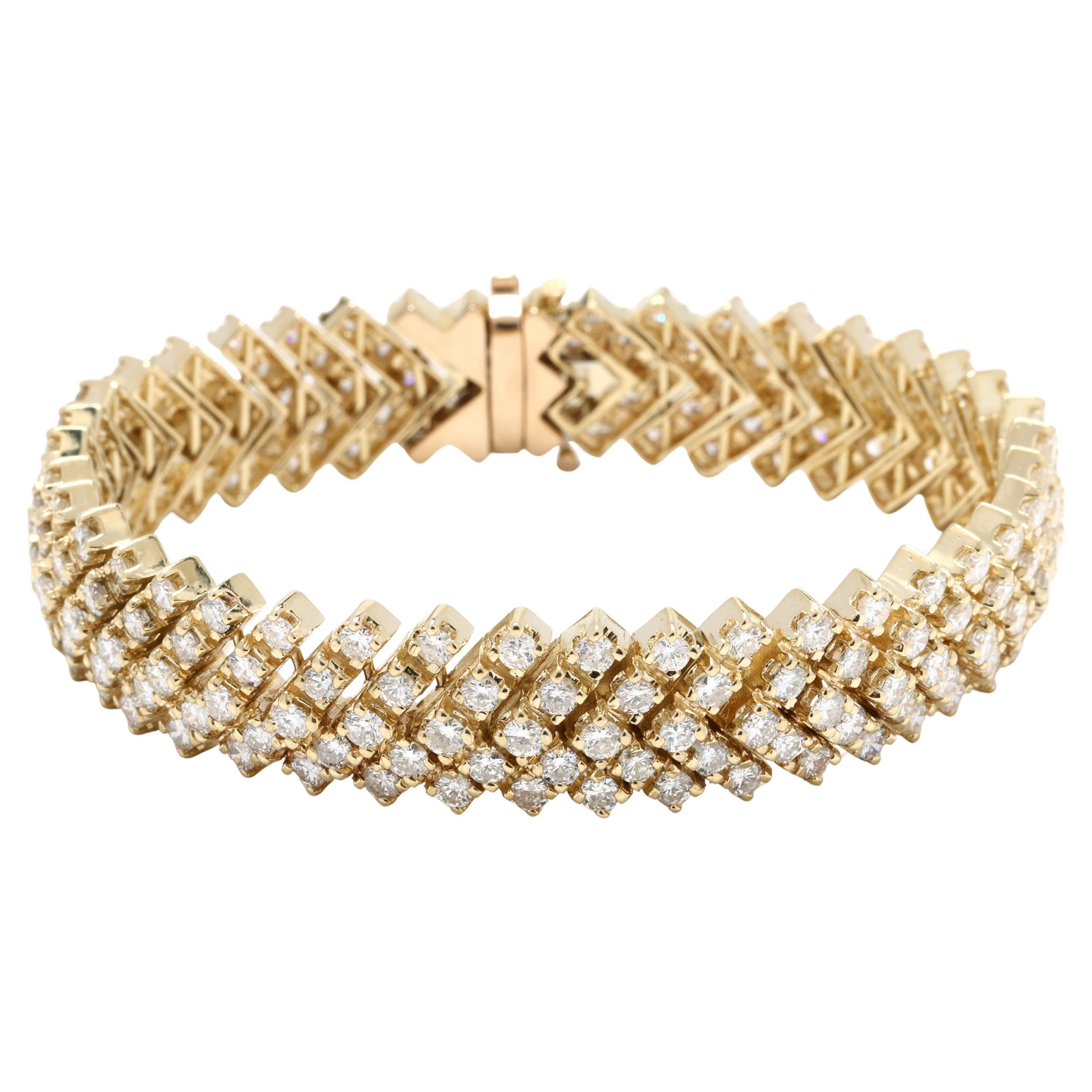 10ctw Diamant-Gliederarmband, 14k Gelbgold, Länge 7 Zoll, Tennisarmband