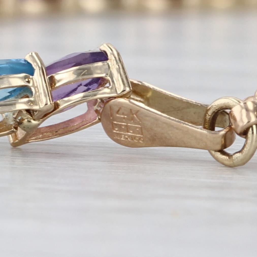 Marquise Cut 10ctw Gemstone Tennis Bracelet 14k Gold Amethyst Topaz Garnet Peridot Citrine 7