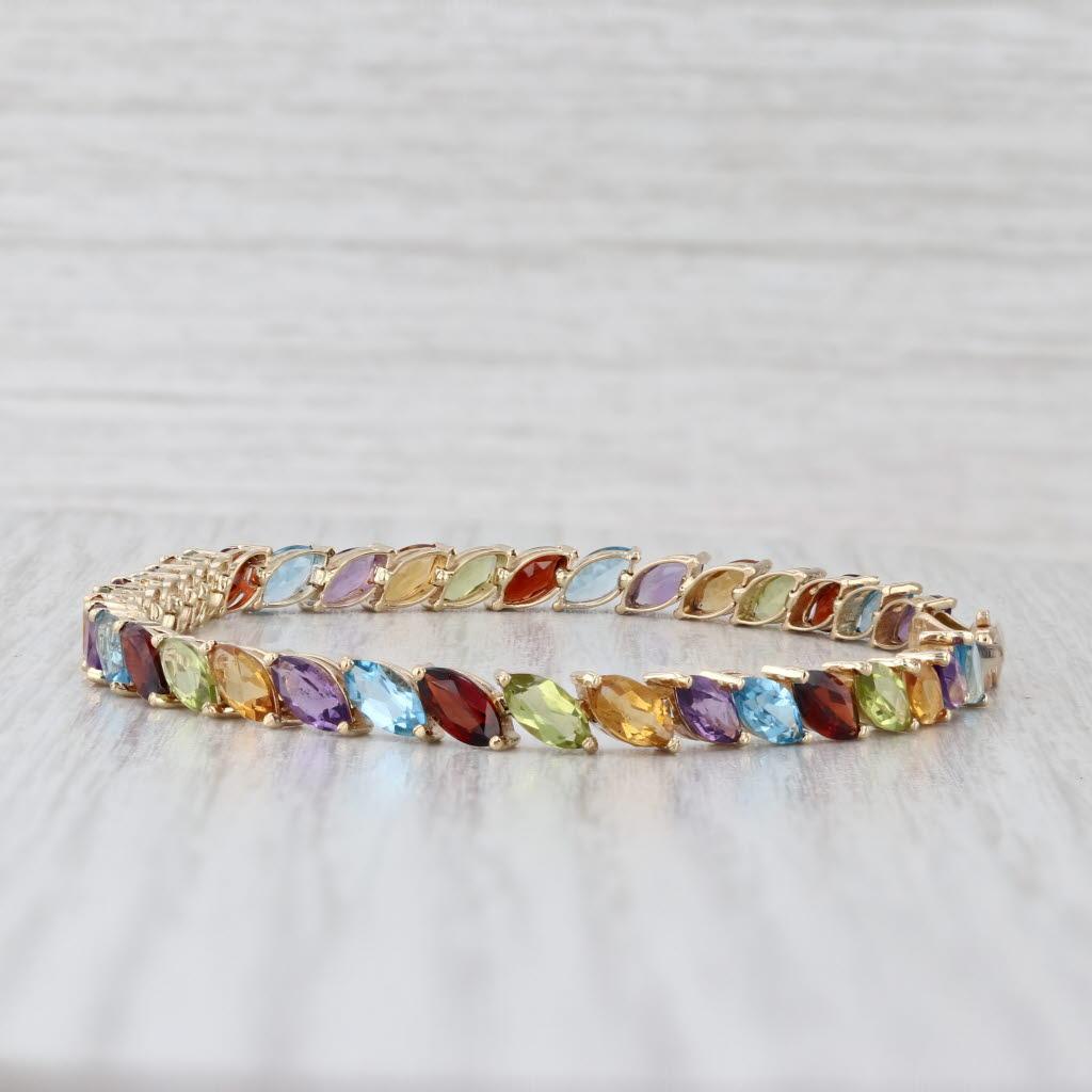 10ctw Gemstone Tennis Bracelet 14k Gold Amethyst Topaz Garnet Peridot Citrine 7