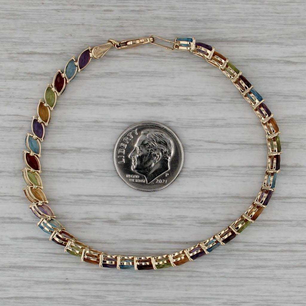 10ctw Gemstone Tennis Bracelet 14k Gold Amethyst Topaz Garnet Peridot Citrine 7