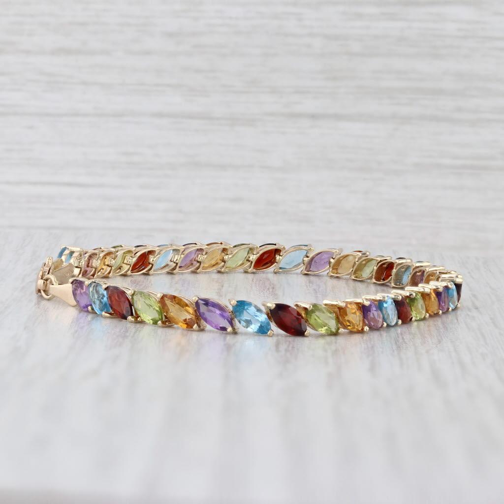 10ctw Gemstone Tennis Bracelet 14k Gold Amethyst Topaz Garnet Peridot Citrine 7