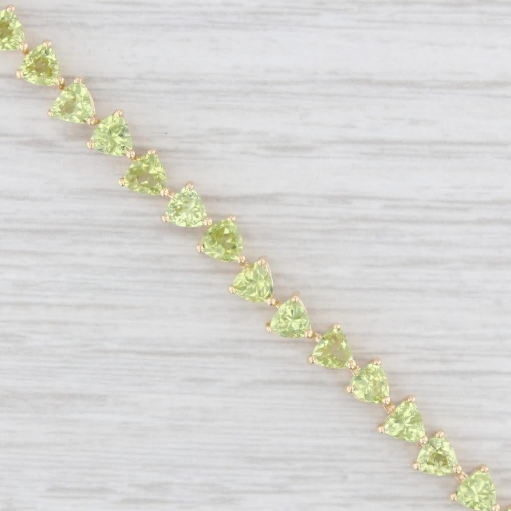 10ctw Green Peridot Tennis Bracelet 14k Yellow Gold 7.5