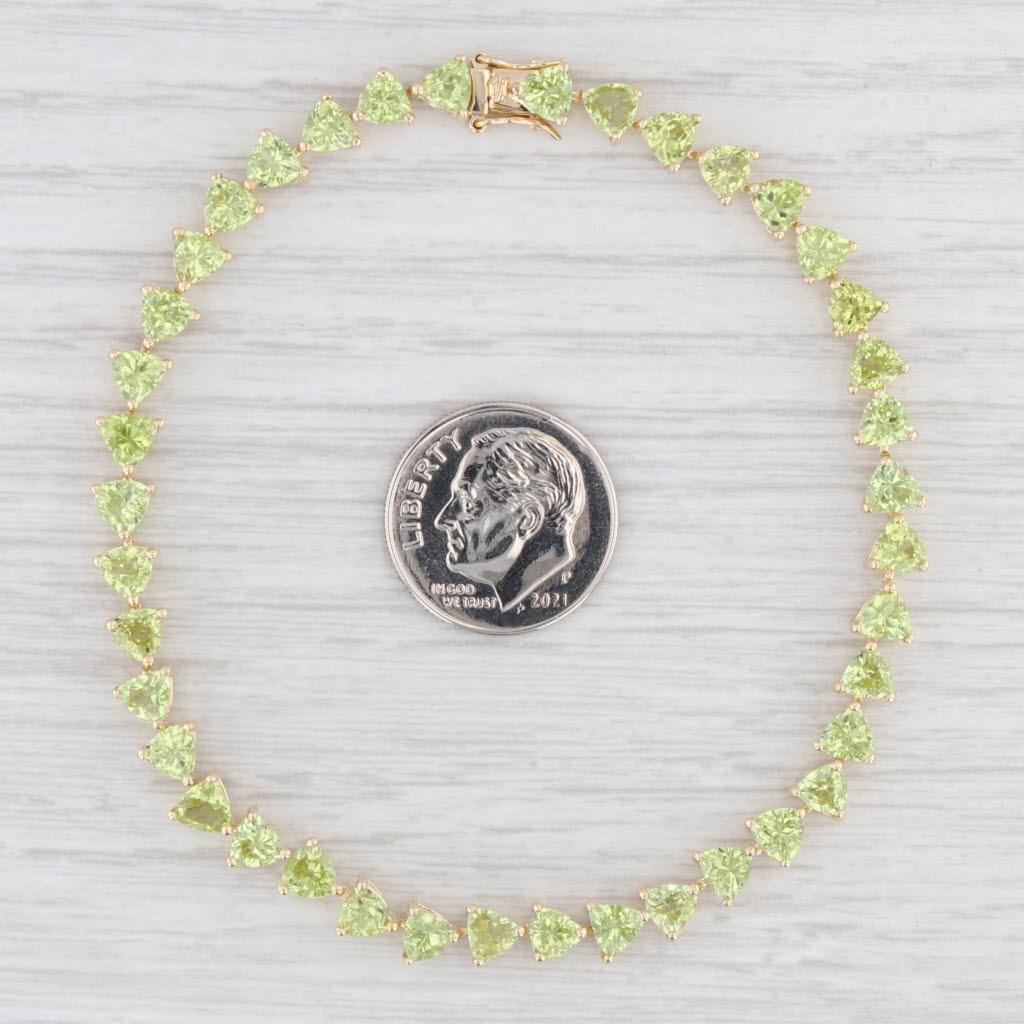 Women's 10ctw Green Peridot Tennis Bracelet 14k Yellow Gold 7.5