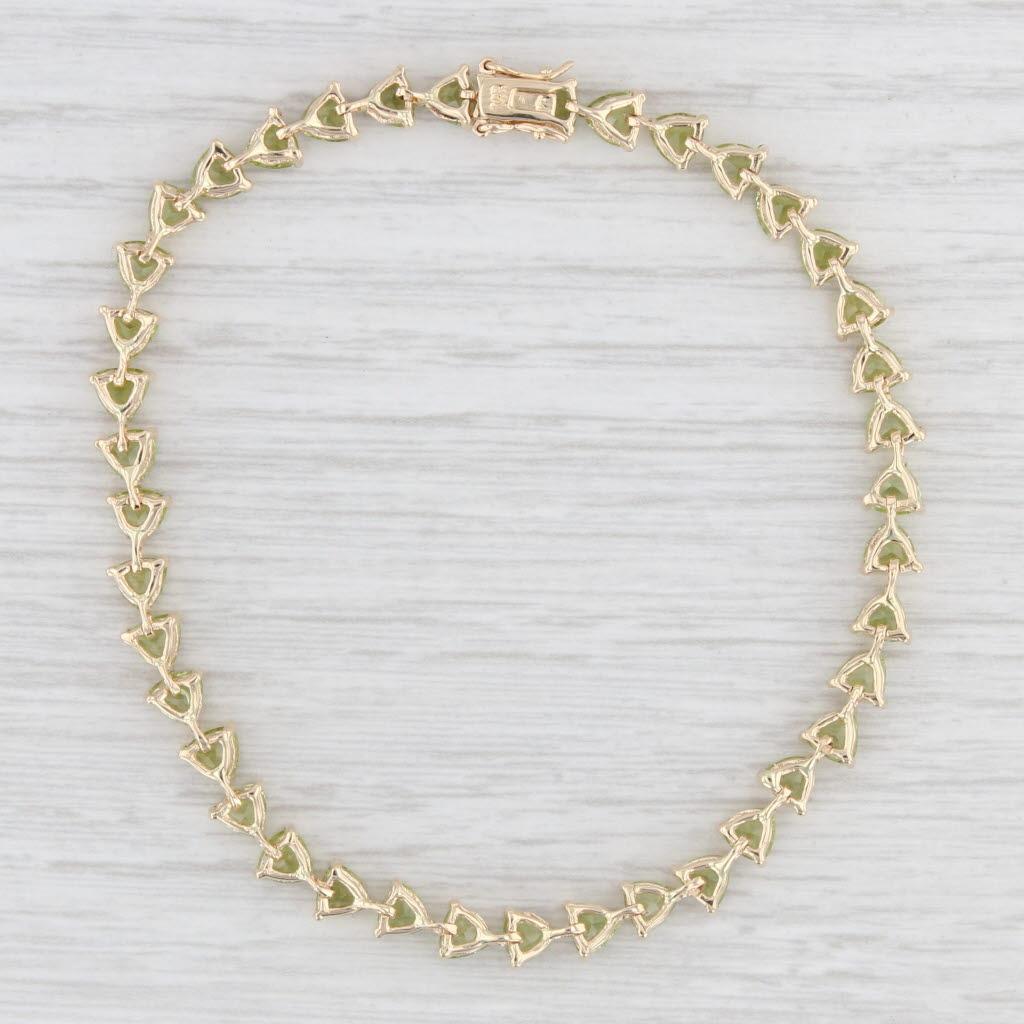 10ctw Green Peridot Tennis Bracelet 14k Yellow Gold 7.5