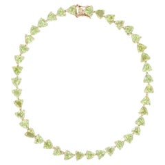 10ctw Green Peridot Tennis Bracelet 14k Yellow Gold 7.5" 5mm