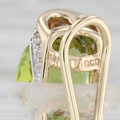 10ctw Peridot Diamond Drop Earrings 14k Yellow Gold Clip ON Drops Omega Backs