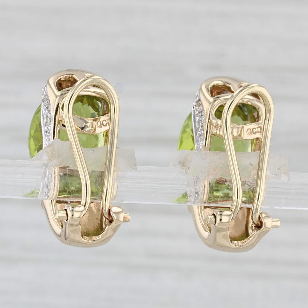 Orecchini a goccia con diamante peridoto da 10 ct. in oro giallo 14k Clip ON Drops Omega Backs In condizioni buone in vendita a McLeansville, NC