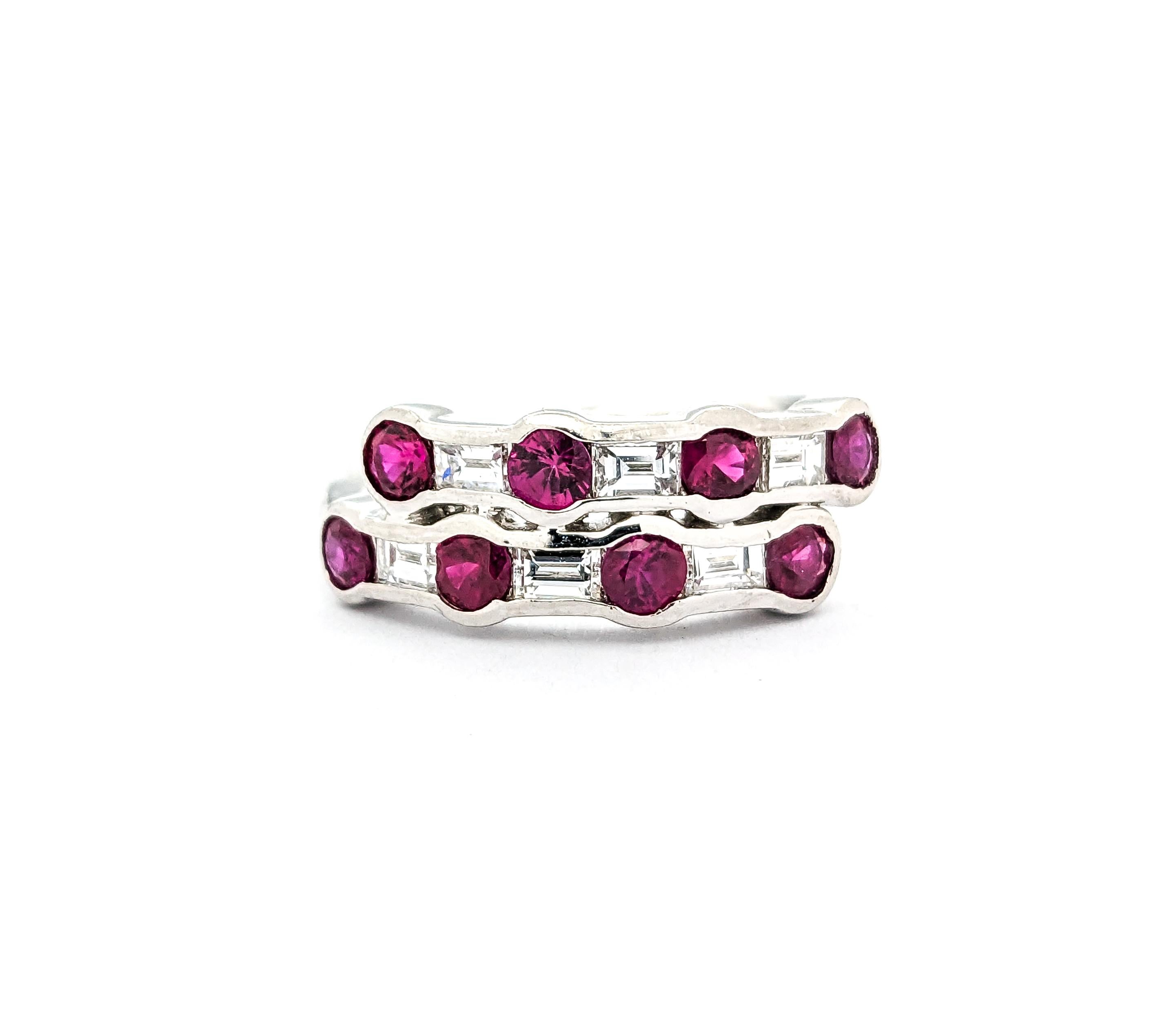 1.0ctw Ruby & .52ctw Diamond Ring In Platinum For Sale 4