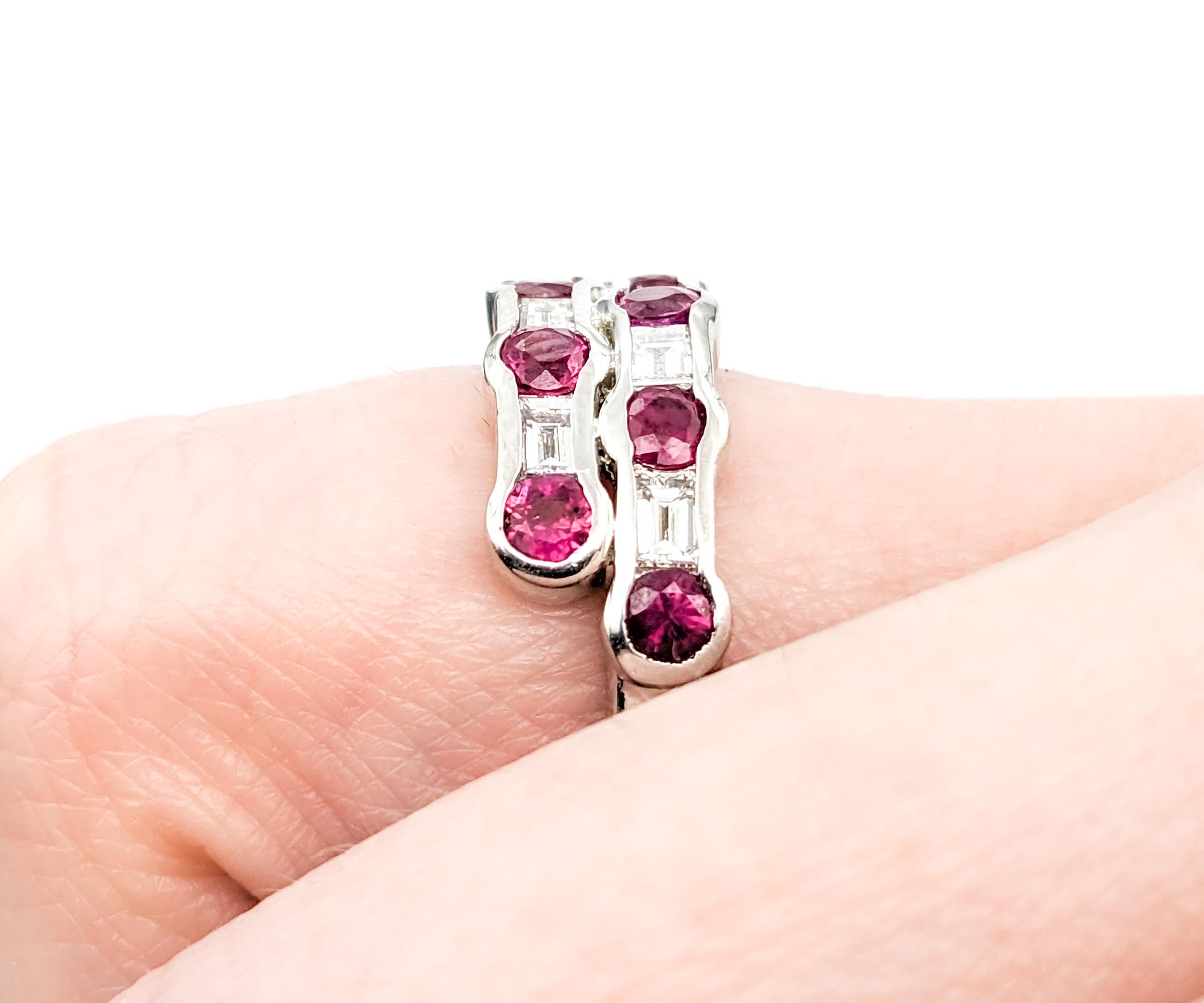 Contemporary 1.0ctw Ruby & .52ctw Diamond Ring In Platinum For Sale