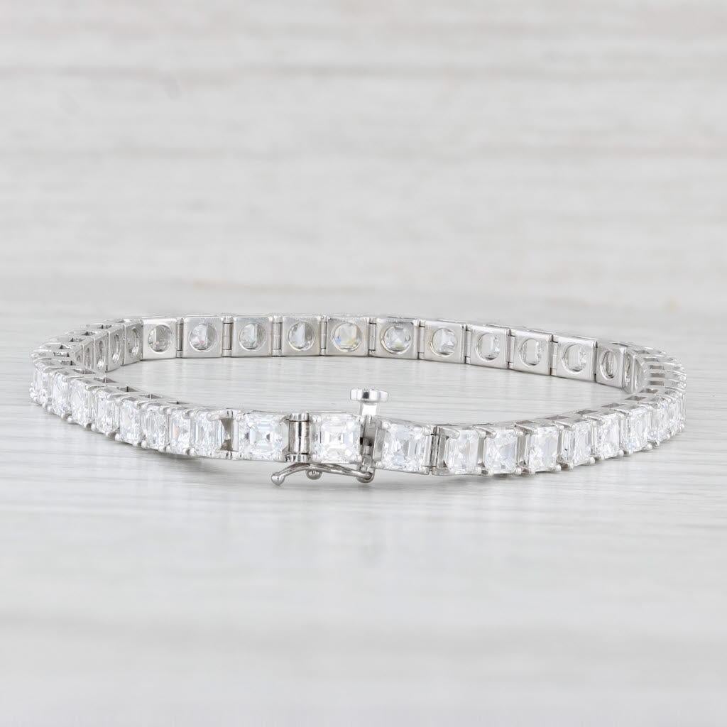 Gemstone Information:
- Natural Diamonds -
Total Carats - 10ctw (3.5 mm each)
Cut - Step Cut Squares
Color - E - G
Clarity - VS2

Metal: 14k White Gold
Weight: 15.1 Grams 
Stamps: 14k
Chain Style: Tennis
Closure: Snap & Latch
 Inner Circumference: 7