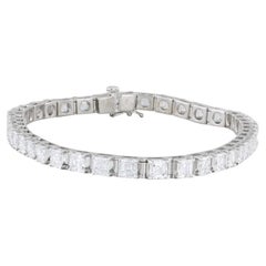 Bracciale tennis con diamanti quadrati 10ctw VS2 in oro bianco 14k 7,5" 3,9mm