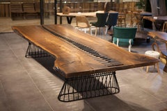 Tavolo da pranzo in noce nero con cerniera grande 10 piedi - Tavolo da conferenza con bordo vivo