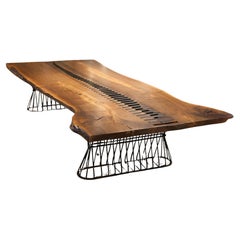 10ft Large Zipper Massive Black Walnut Dining Table - Live Edge Conference Table