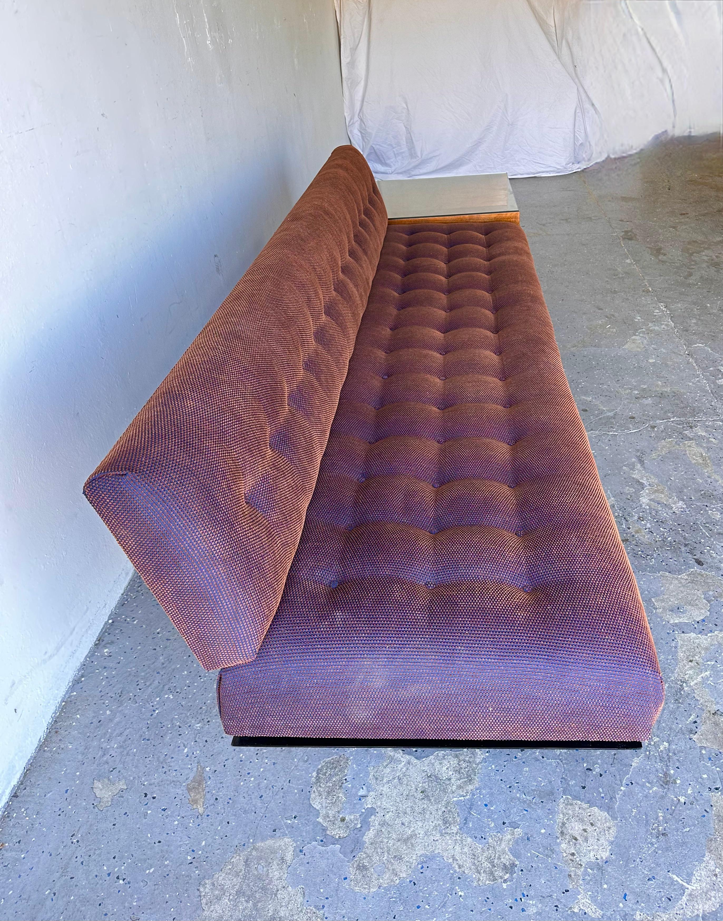 10ft Vintage Mid-Century Sofa/End Table Combination Designed by Florence Knoll For Sale 3