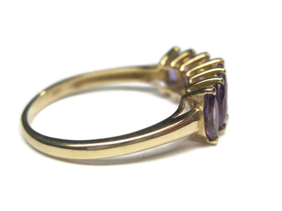 Marquise Cut 10k Amethyst Ring Yellow Gold Clyde Duneier