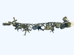 10K And 14K Yellow Gold Cable Link Charms Bracelet