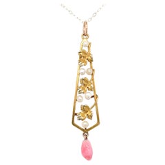 10k Art Nouveau Lavaliere with Conch Pearl