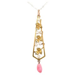 10k Art Nouveau Lavaliere with Conch Pearl