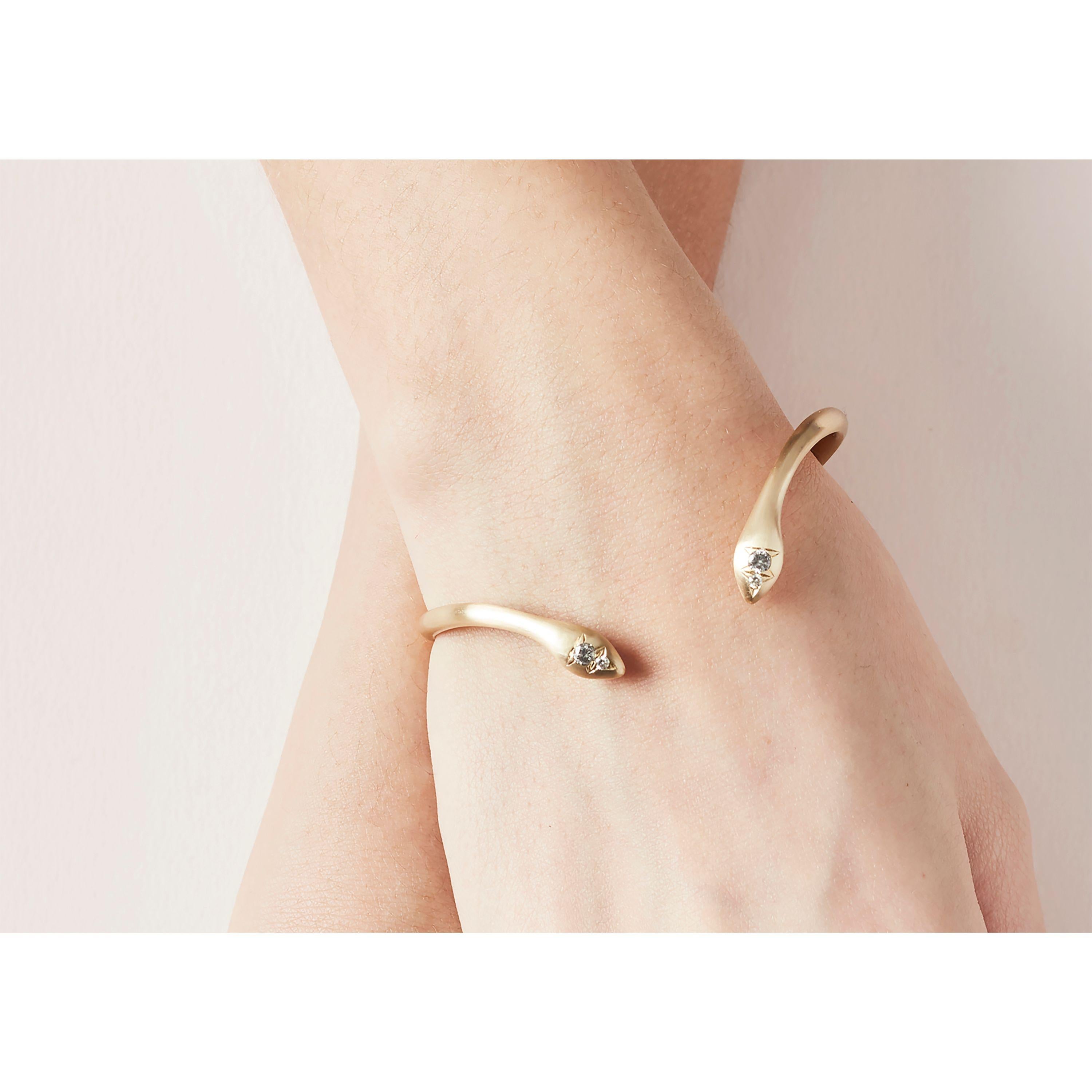 Aziza 10k Grey Diamond Bracelet by dan-yell

10k Aziza Grey Diamond Bracelet is a take on ancient snake cuff. Aziza's meaning is both precious and powerful. And reflects its palindrome design, reading the same backward as forward.

Delicate, fine