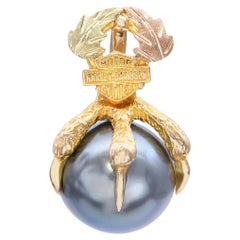 10k Black Hills Gold Harley Davidson Motorcycles Talon Pearl Pendant