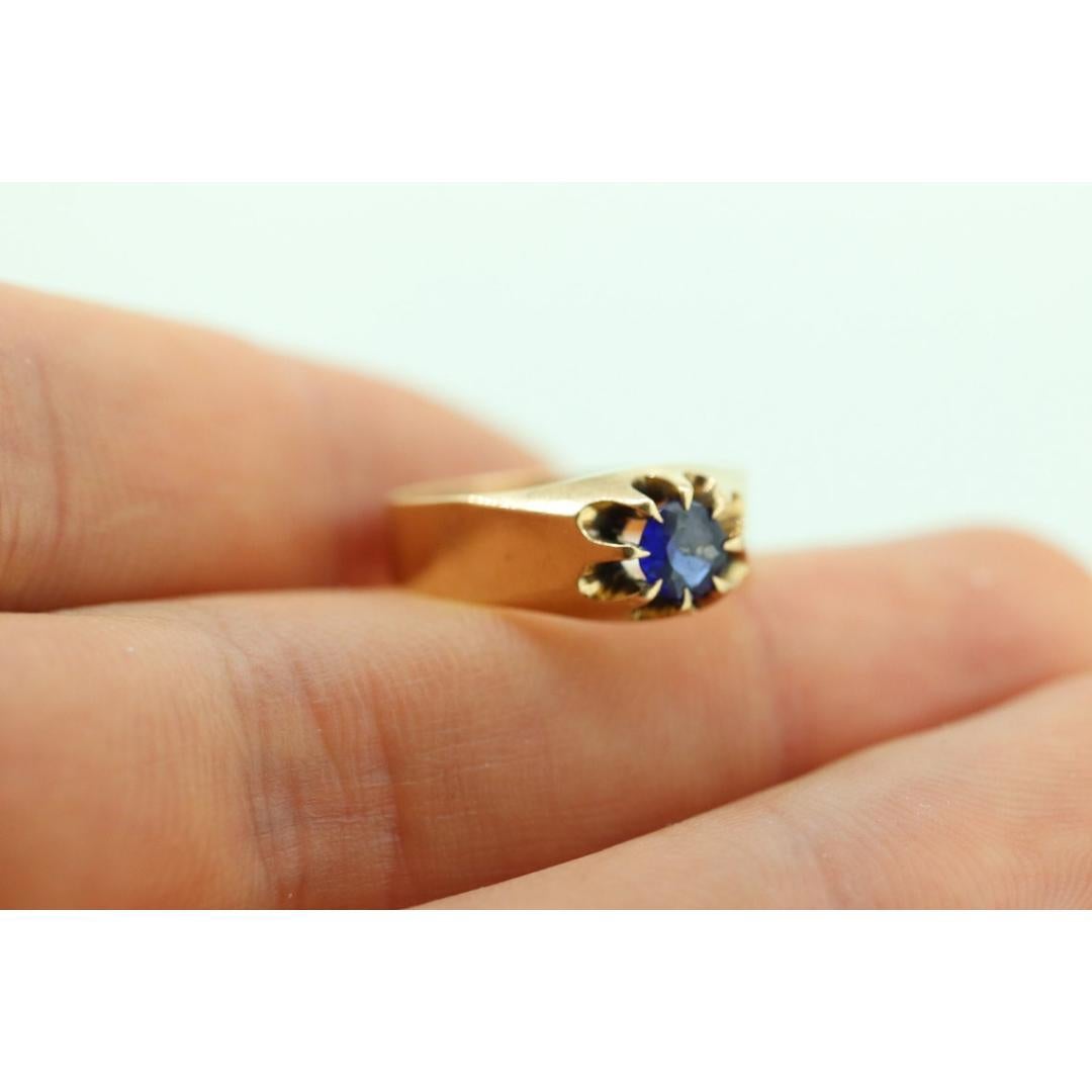 Anillo engaste belcher solitario IOLITA Azul 10k. Belcher victoriano de 10 quilates engastado en garra en venta 4