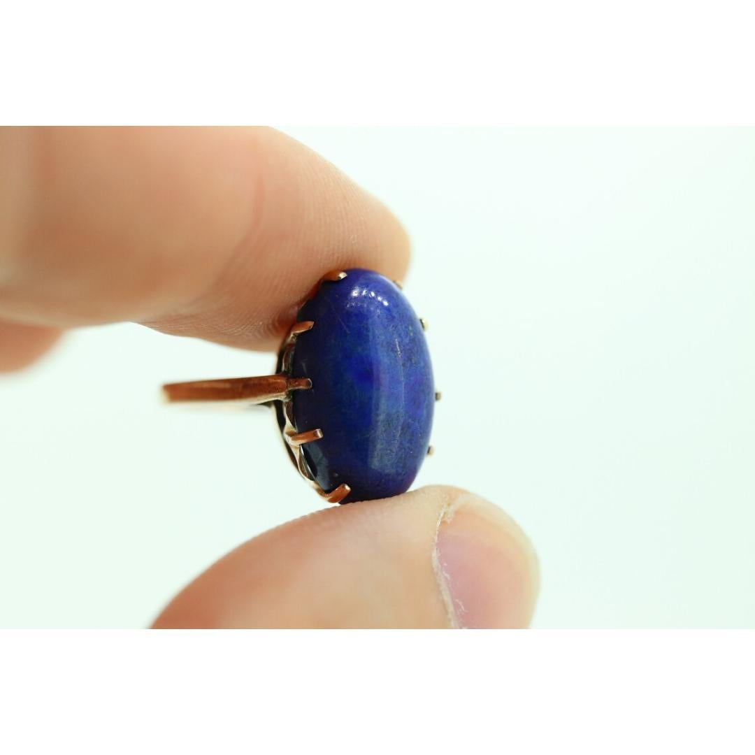 10k Blue Lapis Lazuli Ring. Vintage 10k Yellow Gold Lapis Prong Set into In Good Condition For Sale In Port Charlotte, FL