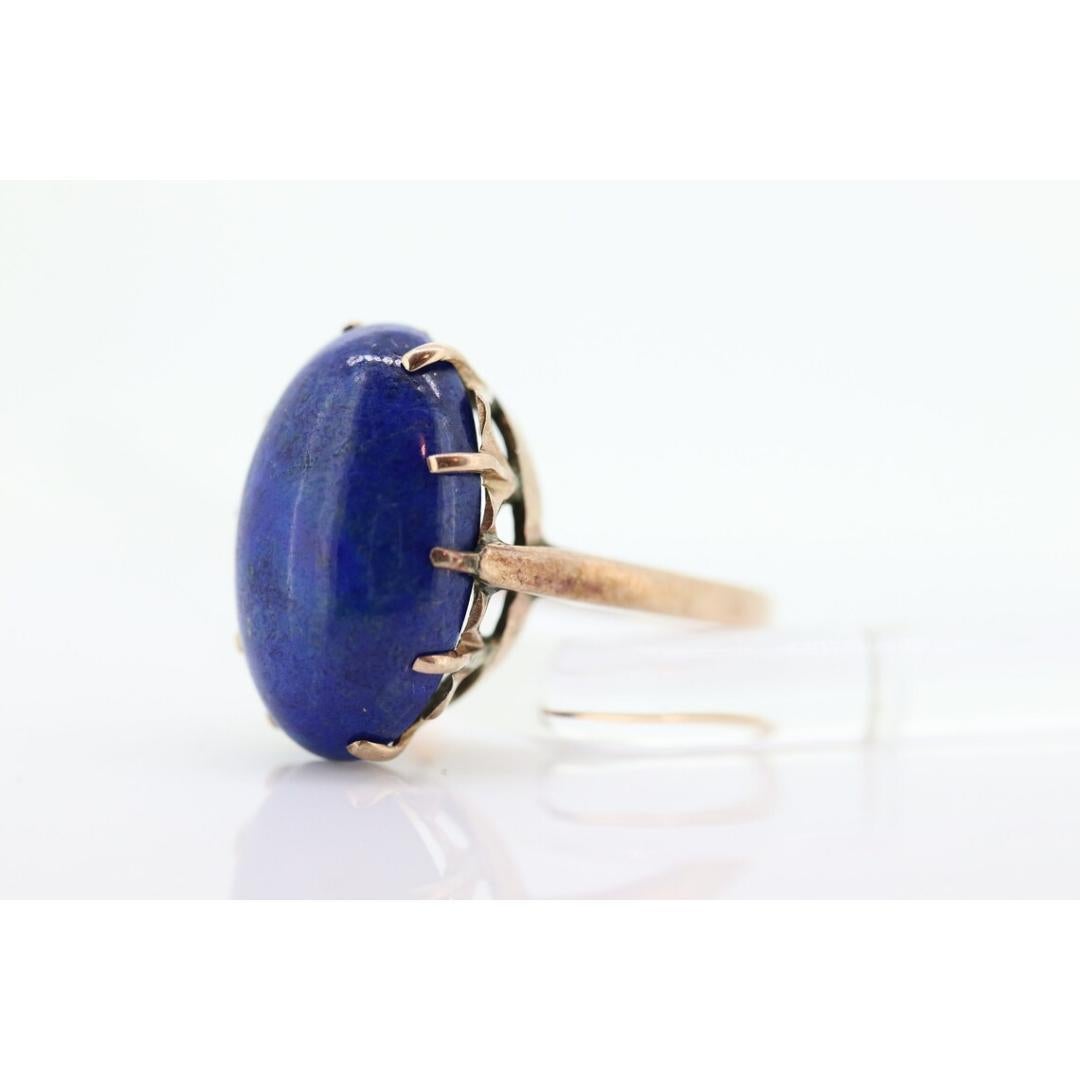 10k Blue Lapis Lazuli Ring. Vintage 10k Yellow Gold Lapis Prong Set into For Sale 1